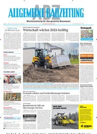 Titelbild der Ausgabe 25/2025 von ABZ - Allgemeine Bauzeitung. Diese Zeitschrift und viele weitere Architekturzeitschriften und Bauzeitschriften als Abo oder epaper bei United Kiosk online kaufen.