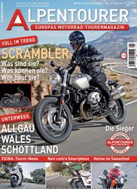 Titelbild der Ausgabe 1/2016 von Alpentourer. Diese Zeitschrift und viele weitere Automagazine und Motorradzeitschriften als Abo oder epaper bei United Kiosk online kaufen.