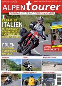 Titelbild der Ausgabe 4/2013 von Alpentourer. Diese Zeitschrift und viele weitere Automagazine und Motorradzeitschriften als Abo oder epaper bei United Kiosk online kaufen.