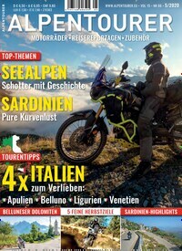 Titelbild der Ausgabe 5/2020 von Alpentourer. Diese Zeitschrift und viele weitere Automagazine und Motorradzeitschriften als Abo oder epaper bei United Kiosk online kaufen.