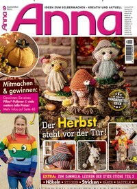 Titelbild der Ausgabe 9/2021 von Anna. Diese Zeitschrift und viele weitere Modemagazine und DIY-Magazine als Abo oder epaper bei United Kiosk online kaufen.