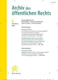 Titelbild der Ausgabe 3/2025 von Archiv des öffentlichen Rechts (AöR). Diese Zeitschrift und viele weitere Jurazeitschriften und Zeitschriften für Verwaltung als Abo oder epaper bei United Kiosk online kaufen.