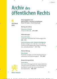 Titelbild der Ausgabe 4/2025 von Archiv des öffentlichen Rechts (AöR). Diese Zeitschrift und viele weitere Jurazeitschriften und Zeitschriften für Verwaltung als Abo oder epaper bei United Kiosk online kaufen.
