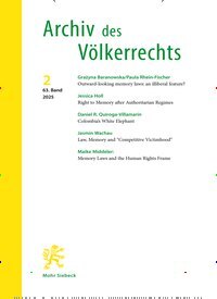 Titelbild der Ausgabe 2/2025 von Archiv des Völkerrechts (AVR). Diese Zeitschrift und viele weitere Jurazeitschriften und Zeitschriften für Verwaltung als Abo oder epaper bei United Kiosk online kaufen.