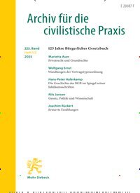 Titelbild der Ausgabe 1/2025 von Archiv für die civilistische Praxis (AcP). Diese Zeitschrift und viele weitere Jurazeitschriften und Zeitschriften für Verwaltung als Abo oder epaper bei United Kiosk online kaufen.