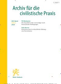 Titelbild der Ausgabe 6/2025 von Archiv für die civilistische Praxis (AcP). Diese Zeitschrift und viele weitere Jurazeitschriften und Zeitschriften für Verwaltung als Abo oder epaper bei United Kiosk online kaufen.