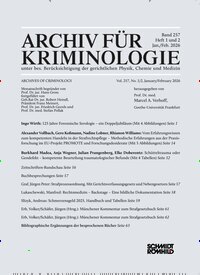 Titelbild der Ausgabe 1/2026 von Archiv für Kriminologie. Diese Zeitschrift und viele weitere Jurazeitschriften und Zeitschriften für Verwaltung als Abo oder epaper bei United Kiosk online kaufen.