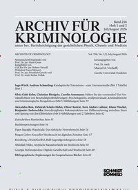 Titelbild der Ausgabe 4/2026 von Archiv für Kriminologie. Diese Zeitschrift und viele weitere Jurazeitschriften und Zeitschriften für Verwaltung als Abo oder epaper bei United Kiosk online kaufen.
