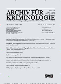 Titelbild der Ausgabe 5/2025 von Archiv für Kriminologie. Diese Zeitschrift und viele weitere Jurazeitschriften und Zeitschriften für Verwaltung als Abo oder epaper bei United Kiosk online kaufen.