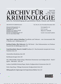 Titelbild der Ausgabe 7/2025 von Archiv für Kriminologie. Diese Zeitschrift und viele weitere Jurazeitschriften und Zeitschriften für Verwaltung als Abo oder epaper bei United Kiosk online kaufen.