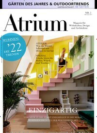 Titelbild der Ausgabe 2/2022 von Atrium. Diese Zeitschrift und viele weitere Gartenzeitschriften und Wohnzeitschriften als Abo oder epaper bei United Kiosk online kaufen.