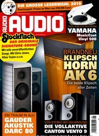 Titelbild der Ausgabe 1/2019 von Audio. Diese Zeitschrift und viele weitere Audiomagazine, Filmmagazine und Fotozeitschriften als Abo oder epaper bei United Kiosk online kaufen.