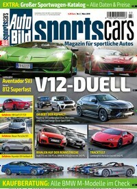 Titelbild der Ausgabe 3/2019 von Auto Bild sportscars. Diese Zeitschrift und viele weitere Automagazine und Motorradzeitschriften als Abo oder epaper bei United Kiosk online kaufen.