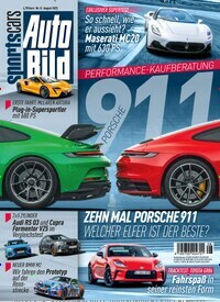 Titelbild der Ausgabe 8/2022 von Auto Bild sportscars. Diese Zeitschrift und viele weitere Automagazine und Motorradzeitschriften als Abo oder epaper bei United Kiosk online kaufen.
