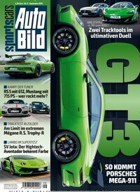 Titelbild der Ausgabe 9/2019 von Auto Bild sportscars. Diese Zeitschrift und viele weitere Automagazine und Motorradzeitschriften als Abo oder epaper bei United Kiosk online kaufen.