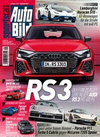 Titelbild der Ausgabe 9/2021 von Auto Bild sportscars. Diese Zeitschrift und viele weitere Automagazine und Motorradzeitschriften als Abo oder epaper bei United Kiosk online kaufen.