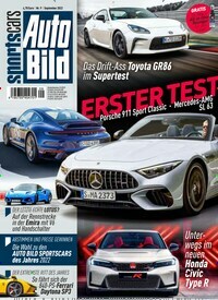 Titelbild der Ausgabe 9/2022 von Auto Bild sportscars. Diese Zeitschrift und viele weitere Automagazine und Motorradzeitschriften als Abo oder epaper bei United Kiosk online kaufen.