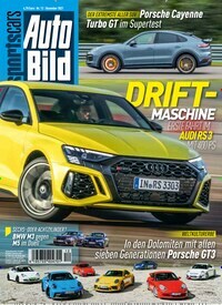 Titelbild der Ausgabe 12/2021 von Auto Bild sportscars. Diese Zeitschrift und viele weitere Automagazine und Motorradzeitschriften als Abo oder epaper bei United Kiosk online kaufen.