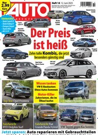 Titelbild der Ausgabe 14/2025 von Auto Straßenverkehr. Diese Zeitschrift und viele weitere Automagazine und Motorradzeitschriften als Abo oder epaper bei United Kiosk online kaufen.
