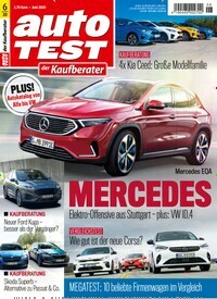 Titelbild der Ausgabe 6/2020 von auto Test. Diese Zeitschrift und viele weitere Automagazine und Motorradzeitschriften als Abo oder epaper bei United Kiosk online kaufen.