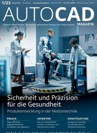 Titelbild der Ausgabe 1/2023 von Autocad & Inventor Magazin. Diese Zeitschrift und viele weitere Industriemagazine und Handwerkmagazine als Abo oder epaper bei United Kiosk online kaufen.
