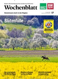 Titelbild der Ausgabe 17/2026 von Baden-Württembergisches Landwirtschaftliches Wochenblatt. Diese Zeitschrift und viele weitere Naturzeitschriften, Landwirtschaftszeitungen und Umweltmagazine als Abo oder epaper bei United Kiosk online kaufen.