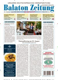 Titelbild der Ausgabe 8/2025 von Balaton Zeitung. Diese Zeitschrift und viele weitere Zeitungsabos als Abo oder epaper bei United Kiosk online kaufen.