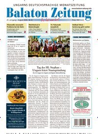 Titelbild der Ausgabe 8/2026 von Balaton Zeitung. Diese Zeitschrift und viele weitere Zeitungsabos als Abo oder epaper bei United Kiosk online kaufen.