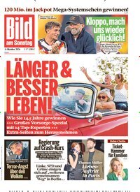 Titelbild der Ausgabe 40/2026 von BamS Bild am Sonntag Gesamtausgabe. Diese Zeitschrift und viele weitere Zeitungsabos als Abo oder epaper bei United Kiosk online kaufen.