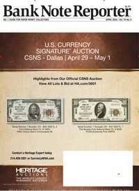 Titelbild der Ausgabe 4/2026 von Bank Note Reporter. Diese Zeitschrift und viele weitere Reisemagazine, Freizeitmagazine und Wissensmagazine als Abo oder epaper bei United Kiosk online kaufen.