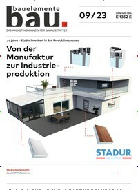 Titelbild der Ausgabe 9/2023 von Bauelemente Bau. Diese Zeitschrift und viele weitere Architekturzeitschriften und Bauzeitschriften als Abo oder epaper bei United Kiosk online kaufen.