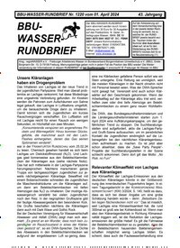 Titelbild der Ausgabe 220/2024 von BBU-Wasser Rundbrief. Diese Zeitschrift und viele weitere Naturzeitschriften, Landwirtschaftszeitungen und Umweltmagazine als Abo oder epaper bei United Kiosk online kaufen.