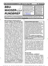 Titelbild der Ausgabe 240/2025 von BBU-Wasser Rundbrief. Diese Zeitschrift und viele weitere Naturzeitschriften, Landwirtschaftszeitungen und Umweltmagazine als Abo oder epaper bei United Kiosk online kaufen.