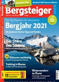 Titelbild der Ausgabe 1/2021 von Bergsteiger - Das Tourenmagazin. Diese Zeitschrift und viele weitere Sportmagazine als Abo oder epaper bei United Kiosk online kaufen.