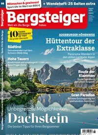 Titelbild der Ausgabe 8/2026 von Bergsteiger - Das Tourenmagazin. Diese Zeitschrift und viele weitere Sportmagazine als Abo oder epaper bei United Kiosk online kaufen.
