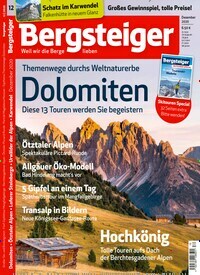 Titelbild der Ausgabe 12/2020 von Bergsteiger - Das Tourenmagazin. Diese Zeitschrift und viele weitere Sportmagazine als Abo oder epaper bei United Kiosk online kaufen.