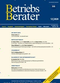 Titelbild der Ausgabe 12/2020 von Betriebs-Berater. Diese Zeitschrift und viele weitere Businessmagazine als Abo oder epaper bei United Kiosk online kaufen.