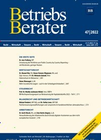 Titelbild der Ausgabe 47/2022 von Betriebs-Berater. Diese Zeitschrift und viele weitere Businessmagazine als Abo oder epaper bei United Kiosk online kaufen.