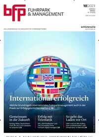 Titelbild der Ausgabe 10/2023 von bfp fuhrpark + management. Diese Zeitschrift und viele weitere Businessmagazine als Abo oder epaper bei United Kiosk online kaufen.