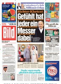 Titelbild der Ausgabe 123/2025 von BILD. Diese Zeitschrift und viele weitere Zeitungsabos als Abo oder epaper bei United Kiosk online kaufen.