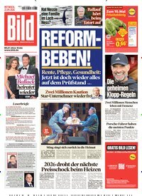 Titelbild der Ausgabe 222/2026 von BILD. Diese Zeitschrift und viele weitere Zeitungsabos als Abo oder epaper bei United Kiosk online kaufen.