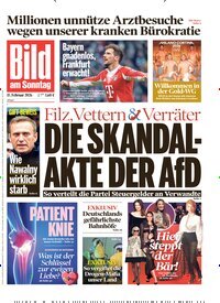 Titelbild der Ausgabe 7/2026 von Bild am Sonntag Gesamtausgabe. Diese Zeitschrift und viele weitere Zeitungsabos als Abo oder epaper bei United Kiosk online kaufen.