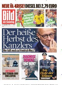 Titelbild der Ausgabe 37/2026 von Bild am Sonntag Gesamtausgabe. Diese Zeitschrift und viele weitere Zeitungsabos als Abo oder epaper bei United Kiosk online kaufen.
