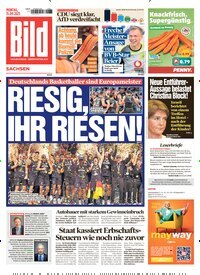 Titelbild der Ausgabe 215/2025 von BILD Sachsen. Diese Zeitschrift und viele weitere Zeitungsabos als Abo oder epaper bei United Kiosk online kaufen.