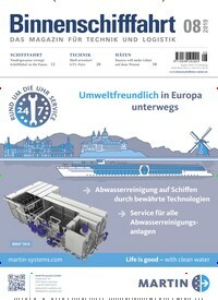 Titelbild der Ausgabe 8/2019 von Binnenschifffahrt. Diese Zeitschrift und viele weitere Logistikmagazine und Medienmagazine als Abo oder epaper bei United Kiosk online kaufen.