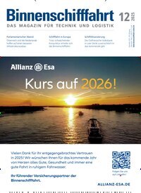 Titelbild der Ausgabe 12/2025 von Binnenschifffahrt. Diese Zeitschrift und viele weitere Logistikmagazine und Medienmagazine als Abo oder epaper bei United Kiosk online kaufen.