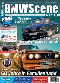 Titelbild der Ausgabe 4/2019 von BMW Scene Live. Diese Zeitschrift und viele weitere Automagazine und Motorradzeitschriften als Abo oder epaper bei United Kiosk online kaufen.