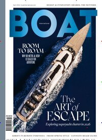 Titelbild der Ausgabe 4/2026 von Boat International. Diese Zeitschrift und viele weitere Sportmagazine als Abo oder epaper bei United Kiosk online kaufen.