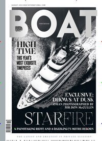 Titelbild der Ausgabe 8/2025 von Boat International. Diese Zeitschrift und viele weitere Sportmagazine als Abo oder epaper bei United Kiosk online kaufen.