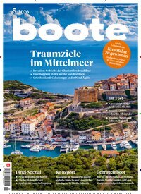 Titelbild der Ausgabe 5/2026 von boote. Diese Zeitschrift und viele weitere Sportmagazine als Abo oder epaper bei United Kiosk online kaufen.